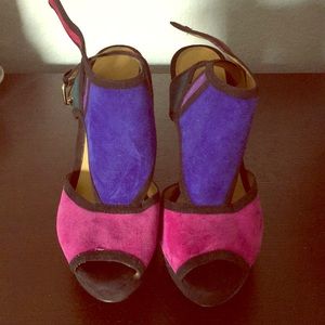 Multicolor suede heels